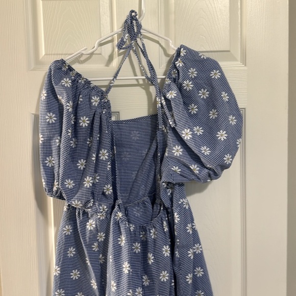 NWT Blue Floral Puff Sleeve Dress - Picture 6 of 6